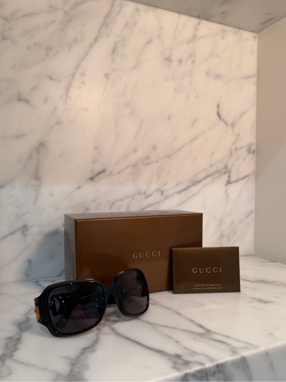 Vintage Gucci Jackie Bamboo Women’s Black Oversized Sunglasses